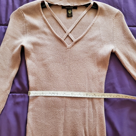 Knit Sweater Dress Bodycon (Beige) - Picture 6 of 10